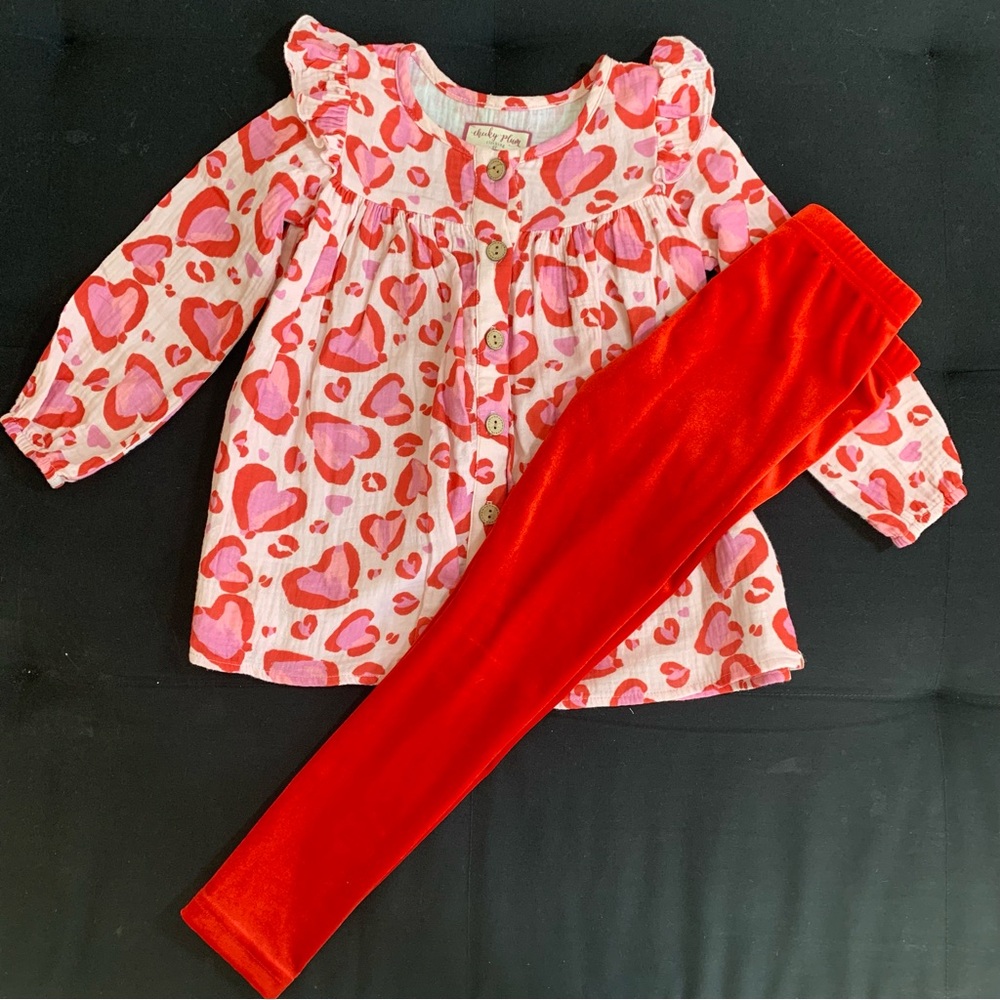 Cheeky Plum 6y Heart Print pant set